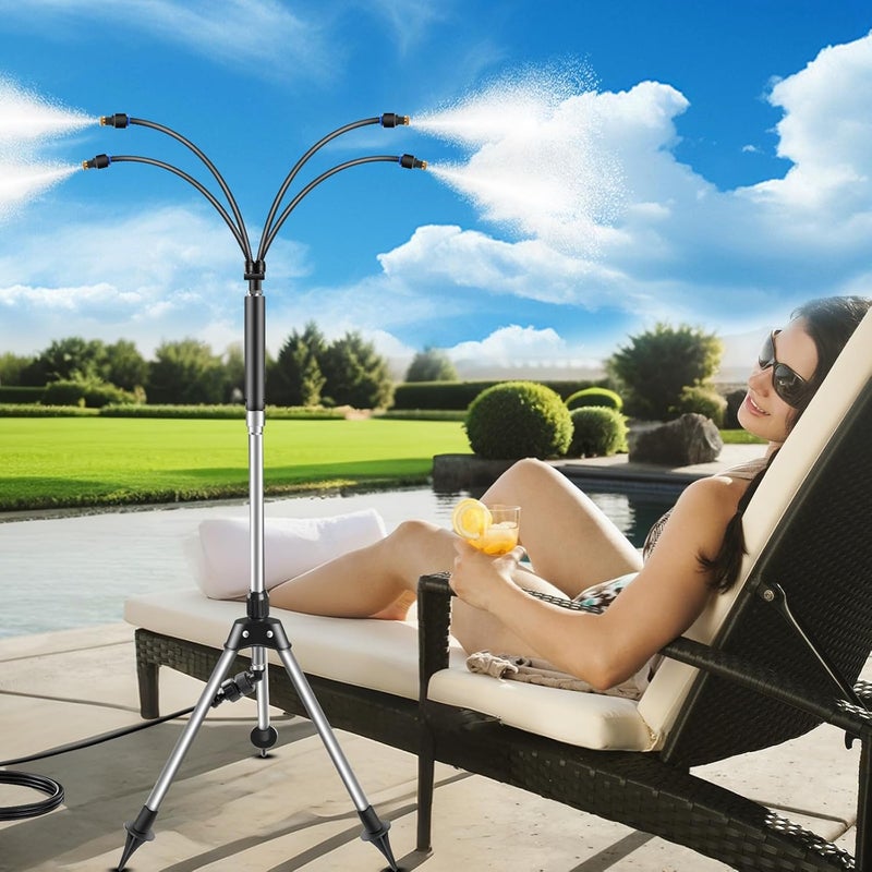 Cymuber Misters for Outside Patio, 26.5 FT Portable Water Mister for Cooling Outdoor, Flexible Stand Misting System with Adjustable Height for BBQ, Pet Playing, Patio Cooling, Backyard Garden - Image 1